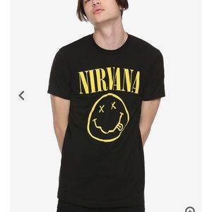 Nirvana Classic Smile Graphic Tee Yellow on Black Large